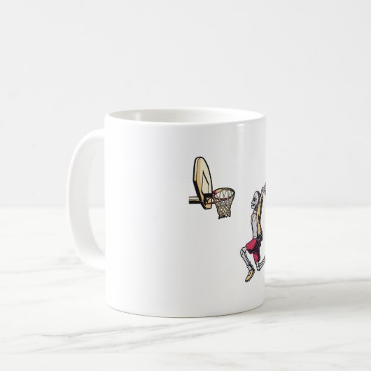 ハロウィーンスケルトンバスケットボールプレーヤーのコスチュームスカル コーヒーマグカップ (正面左)