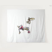 ハロウィーンスケルトンバスケットボールプレーヤーのコスチュームスカル タペストリー (正面(横))