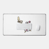 ハロウィーンスケルトンバスケットボールプレーヤーのコスチュームスカル デスクマット (キーボード&マウス)