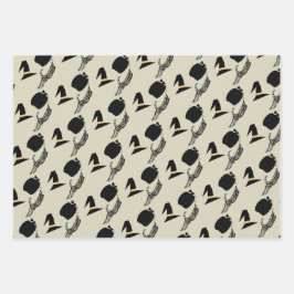 ハロウィーンスケルトンパンプキンウィッチパターン ラッピングペーパーシート