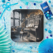 ハロウィーンスケルトンピアニスト ペーパープレート (パーティー)