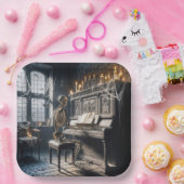 ハロウィーンスケルトンピアニスト ペーパープレート (パーティー)