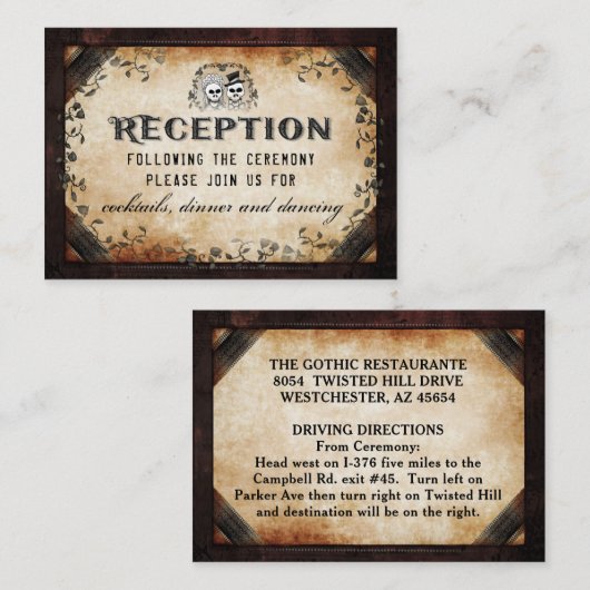 ハロウィーンスケルトンブラウンゴシック整合披露宴 エンクロージャーカード (正面/裏面)