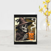 ハロウィーンスケルトンホットココアデッド不気味インサイド カード (黄色い花)