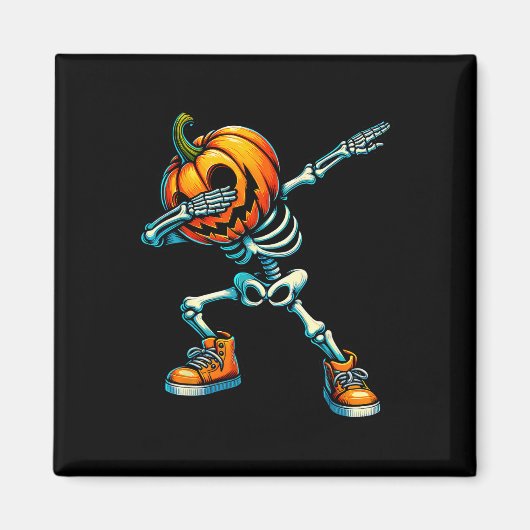 ハロウィーンスケルトンボーイズトリートカボチャおもしろいン マグネット (正面)