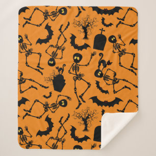 ハロウィーンスケルトンマカブレダンス シェルパブランケット