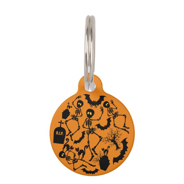 ハロウィーンスケルトンマカブレダンス ペット　ネームタグ (正面)