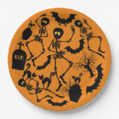 ハロウィーンスケルトンマカブレダンス ペーパープレート (正面)