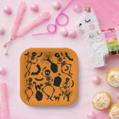 ハロウィーンスケルトンマカブレダンス ペーパープレート (パーティー)