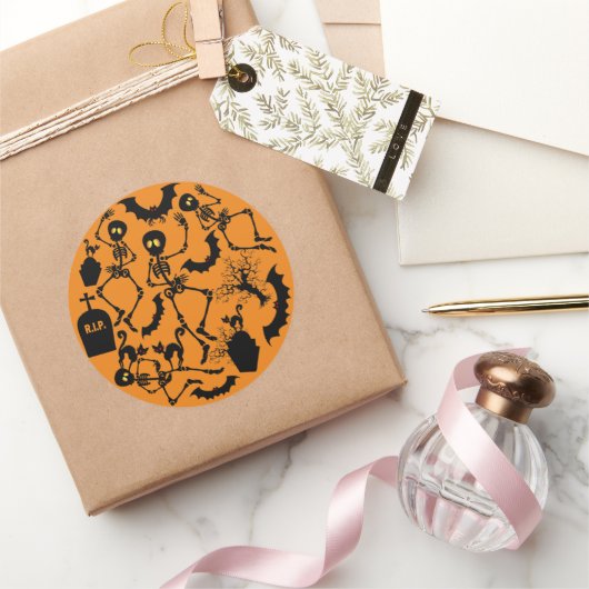 ハロウィーンスケルトンマカブレダンス ラウンドシール (ギフト)