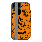 ハロウィーンスケルトンマカブレダンス INCIPIO iPhoneウォレットケース (フォリオ裏面)