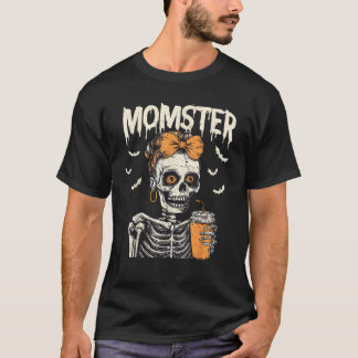 ハロウィーンスケルトンメッシーブンモスターコーヒースカル Tシャツ