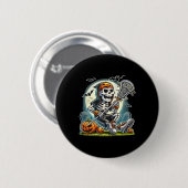 ハロウィーンスケルトンラクロス 缶バッジ (正面&裏面)