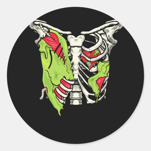 ハロウィーンスケルトンリブケージゾンビコスチューム破れたFa ラウンドシール (正面)