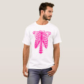 ハロウィーンスケルトンリブケージピンク Tシャツ (正面フル)