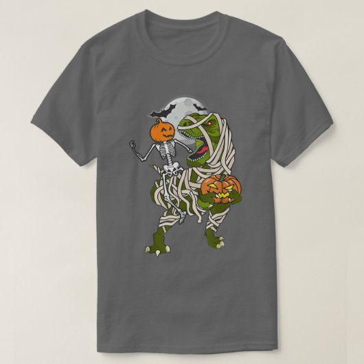 ハロウィーンスケルトン乗馬ミイラ恐竜T再ポンプ Tシャツ (デザイン正面)