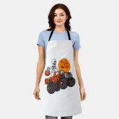 ハロウィーンスケルトン乗馬モンスタートラック エプロン (着用した状態)