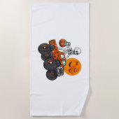 ハロウィーンスケルトン乗馬モンスタートラック ビーチタオル (正面)