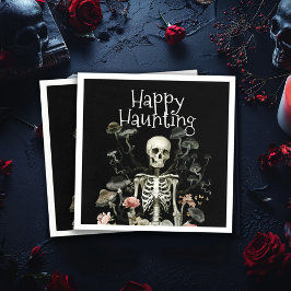 ハロウィーンスケルトン幽霊のよく出るフォレストパーティーブラック スタンダードカクテルナプキン
