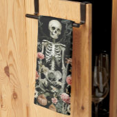 ハロウィーンスケルトン幽霊のよく出るフォレストブラック キッチンタオル