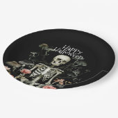 ハロウィーンスケルトン幽霊のよく出るフォレストブラック ペーパープレート (アングル)