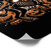 ハロウィーンスケルトン歩くスケルトンドバーマンドッグ ポスター (角)