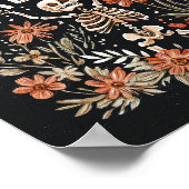 ハロウィーンスケルトン水彩フローラポスター ポスター (角)