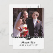 ハロウィーンスケルトン白黒写真ありがとう ポストカード (正面/裏面)