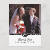 ハロウィーンスケルトン白黒写真ありがとう ポストカード (正面)