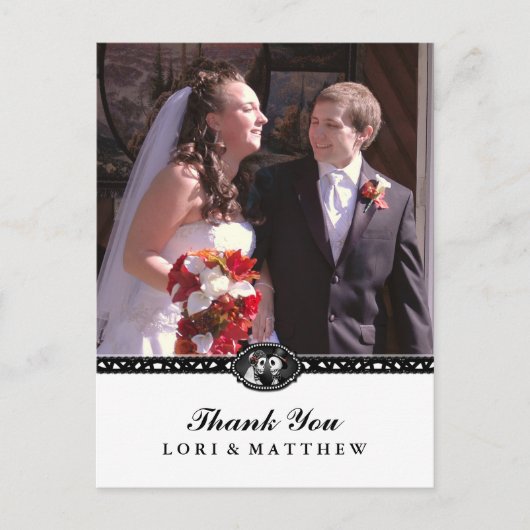 ハロウィーンスケルトン白黒写真ありがとう ポストカード (正面)