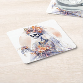 ハロウィーンスケルトン紙コースター スクエアペーパーコースター