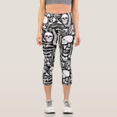 ハロウィーンスケルトン解剖学的ボーンパターン カプリレギンス (正面)