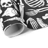 ハロウィーンスケルトン解剖学的ボーンパターン ラッピングペーパー (ロールコーナー)