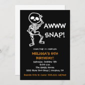 ハロウィーンスケルトン誕生日招待状 招待状 (正面/裏面)