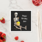 ハロウィーンスケルトン誕生日(名前あり) スタンダードカクテルナプキン (インサイチュ)