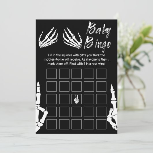 ハロウィーンスケルトン赤ちゃんシャワービンゴゲーム 招待状 (スタンド正面)