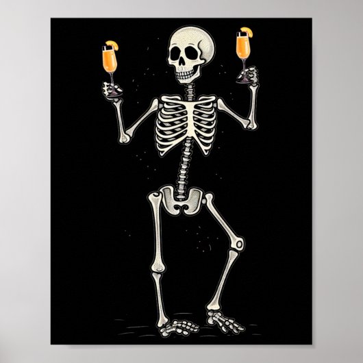 ハロウィーンスケルトン飲むピーチベリーニテール ポスター (正面)