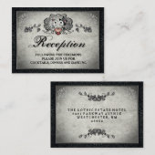 ハロウィーンスケルトン&ハートブラックグレー披露宴 エンクロージャーカード (正面/裏面)