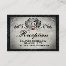 ハロウィーンスケルトン&ハートブラックグレー披露宴 エンクロージャーカード