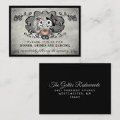 ハロウィーンスケルトン&ハートブラックグレー披露宴 エンクロージャーカード (正面/裏面)