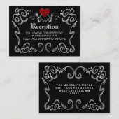 ハロウィーンスケルトン&ハート白黒披露宴 エンクロージャーカード (正面/裏面)