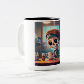 ハロウィーンスケルトン#2 ツートーンマグカップ (正面左)