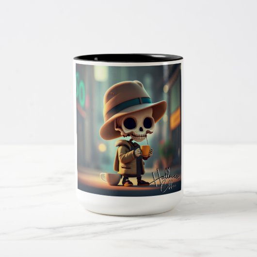 ハロウィーンスケルトン#4 ツートーンマグカップ (中央)