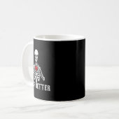 ハロウィーンスケルトンNever Better Hands おもしろいハート コーヒーマグカップ (正面左)