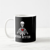 ハロウィーンスケルトンNever Better Hands おもしろいハート コーヒーマグカップ (左)