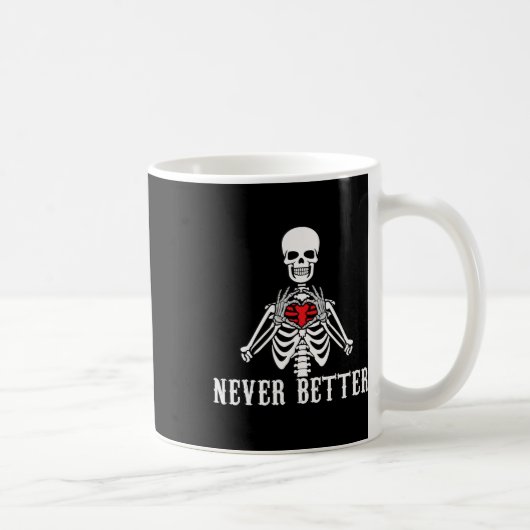 ハロウィーンスケルトンNever Better Hands おもしろいハート コーヒーマグカップ (右)