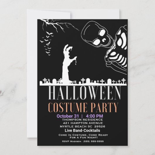 ハロウィーンスケートン墓地コスチュームパーティー 招待状 (正面)