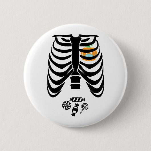 ハロウィーンスケートンTシャツ面白いハロウィーンギフト 缶バッジ (正面)