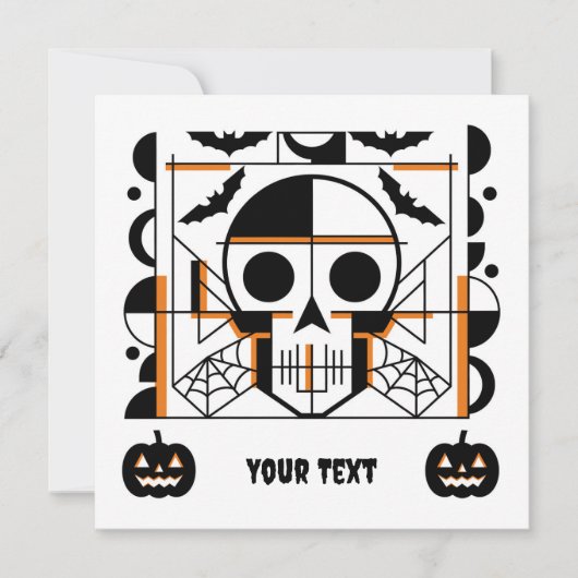 ハロウィーンスタイルスカル、こうもり、クモの巣 (正面)