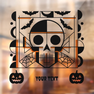 ハロウィーンスタイルスカル、こうもり、クモの巣 ウィンドウサイン